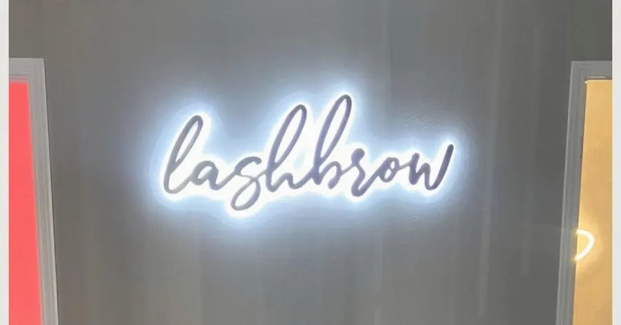 Illuminated LED dimensional sign fabricated for the Lashbrow studio